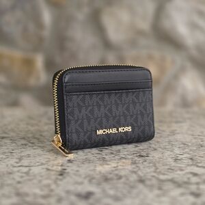 Michael Kors Jet Set Logo Medium Black Card Case Wallet